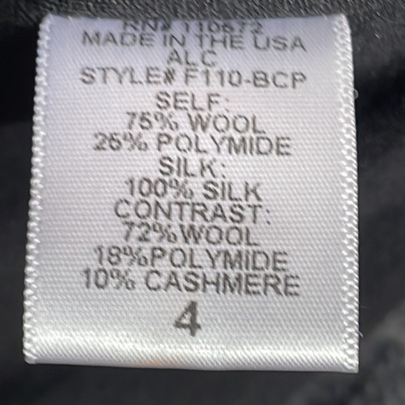 ALC Plaid Funnel Biker Moto Jacket Wool Black Gray Dark Academia Tartan Sz 4 - Picture 10 of 11